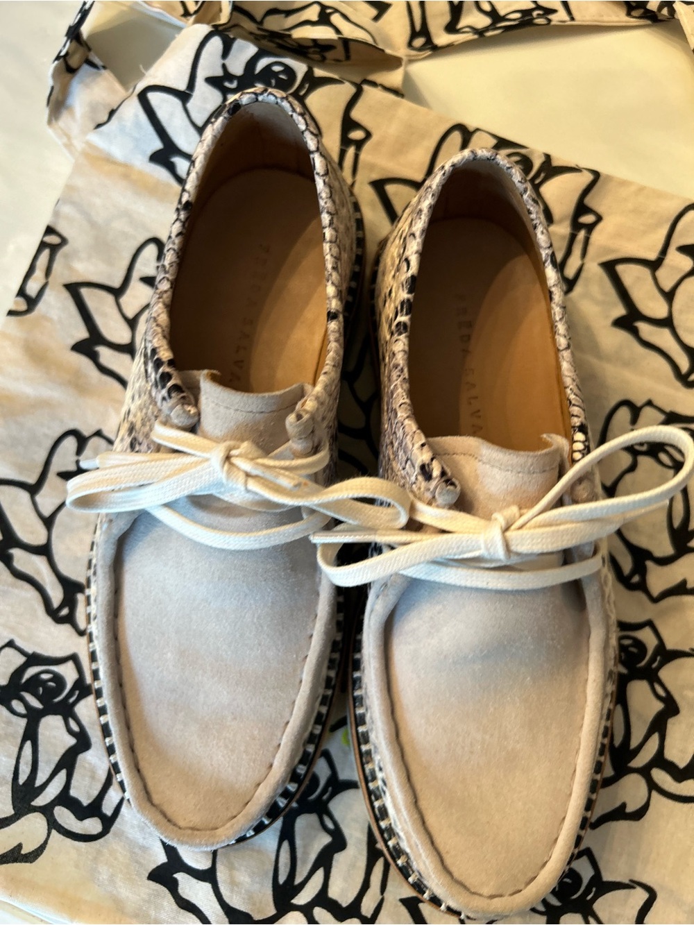Freda Salvador Willow Lug Snakeskin Moccasin - Picture 2 of 8